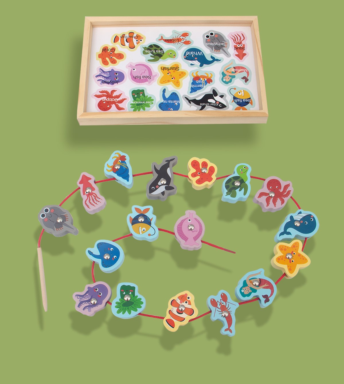 3-in-1 Magnetic Ocean Adventure - Fishing, Lacing & Puzzle Set for Toddlers