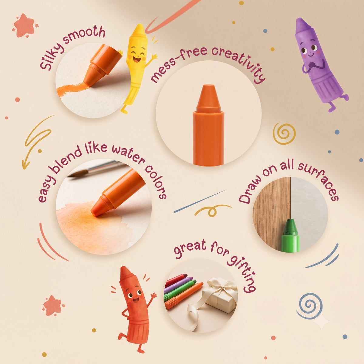 Twisties: Set of 18 Washable Crayons